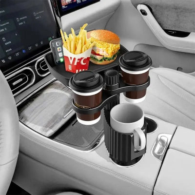 Porte gobelet voiture noir avec tablette pour collation