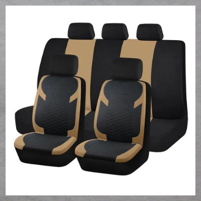 Housse-de-siège-de-voiture-ensemble-beige-et-noir-avant-et-arrière