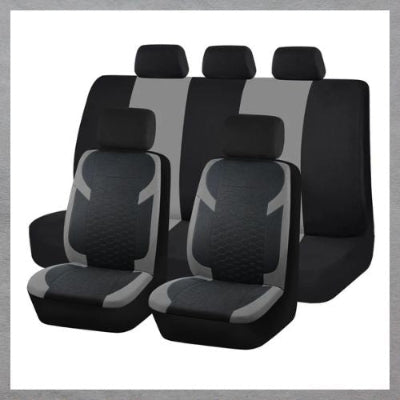Housse-de-siège-de-voiture-ensemble-gris-et-noir-avant-et-arrière